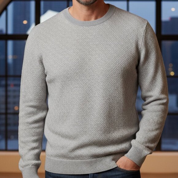 Emporio Armani 100% Virgin Wool Gray Men's crewneck sweater, Size XL - Picture 1 of 14